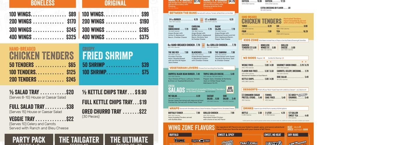Wing Zone Menu