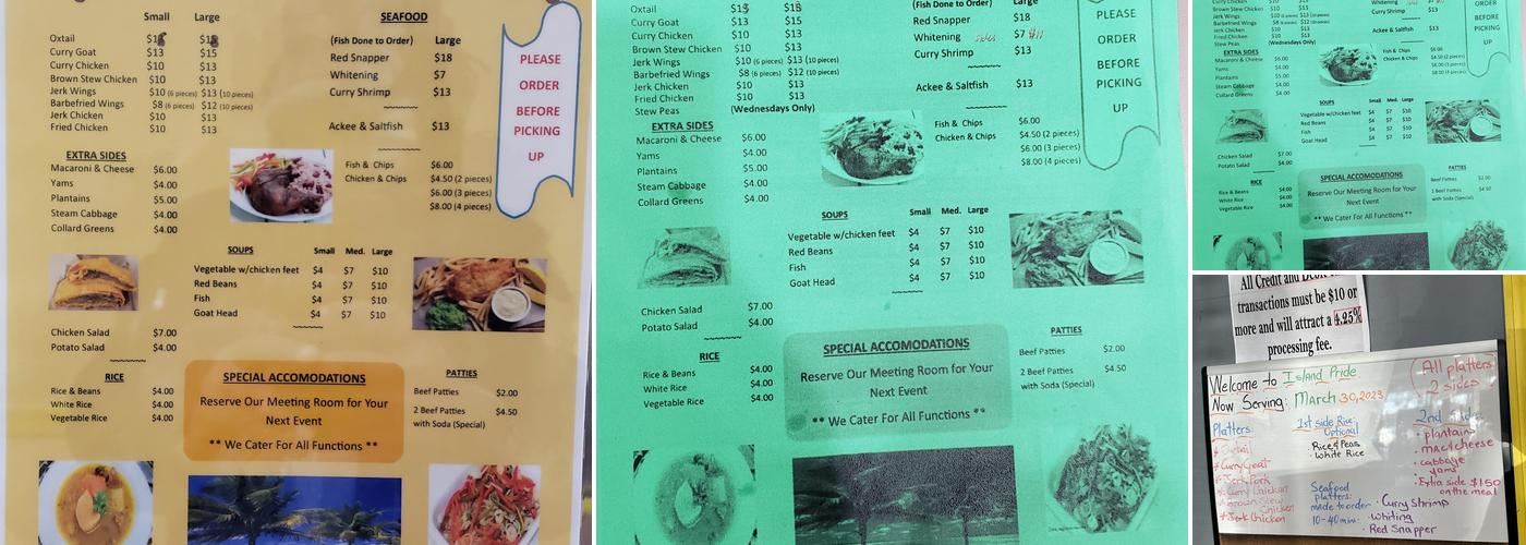 Island Pride Menu