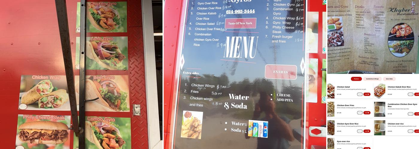 Khyber Halal Gyro Menu