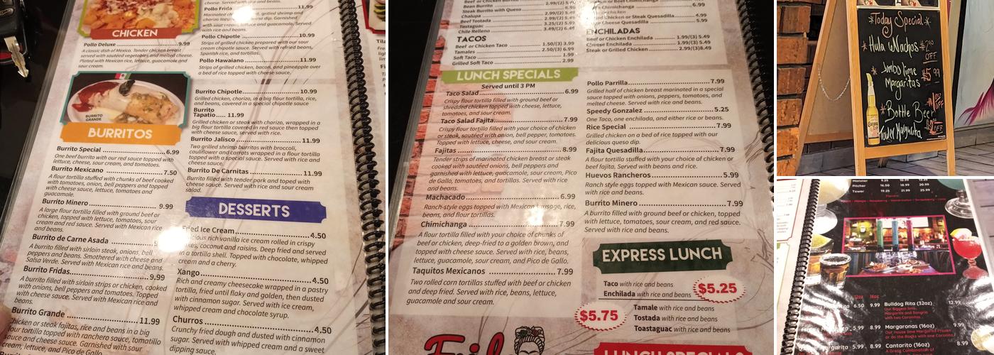 Frida's Cantina and Grill Menu