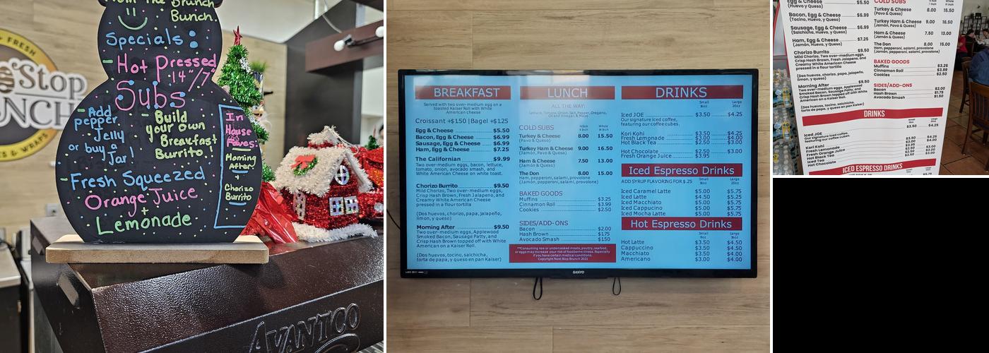 Next Stop Brunch Menu