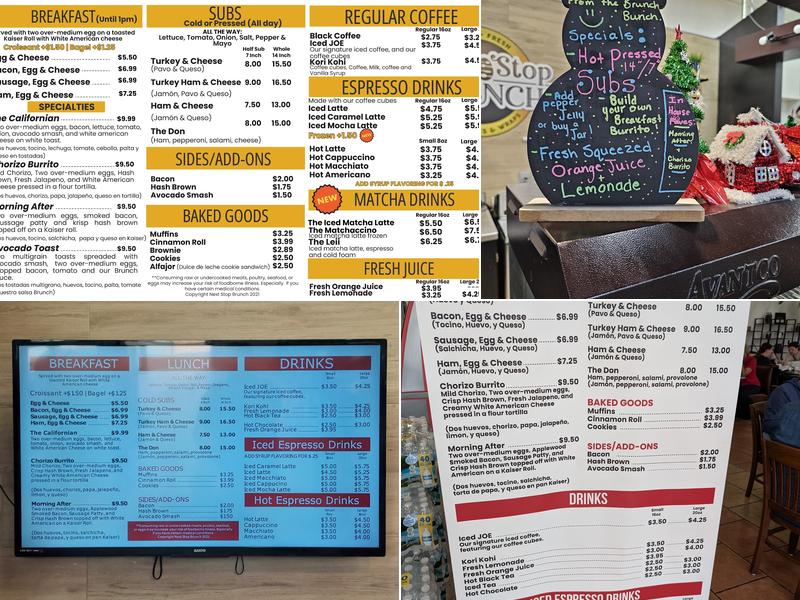 Next Stop Brunch Menu