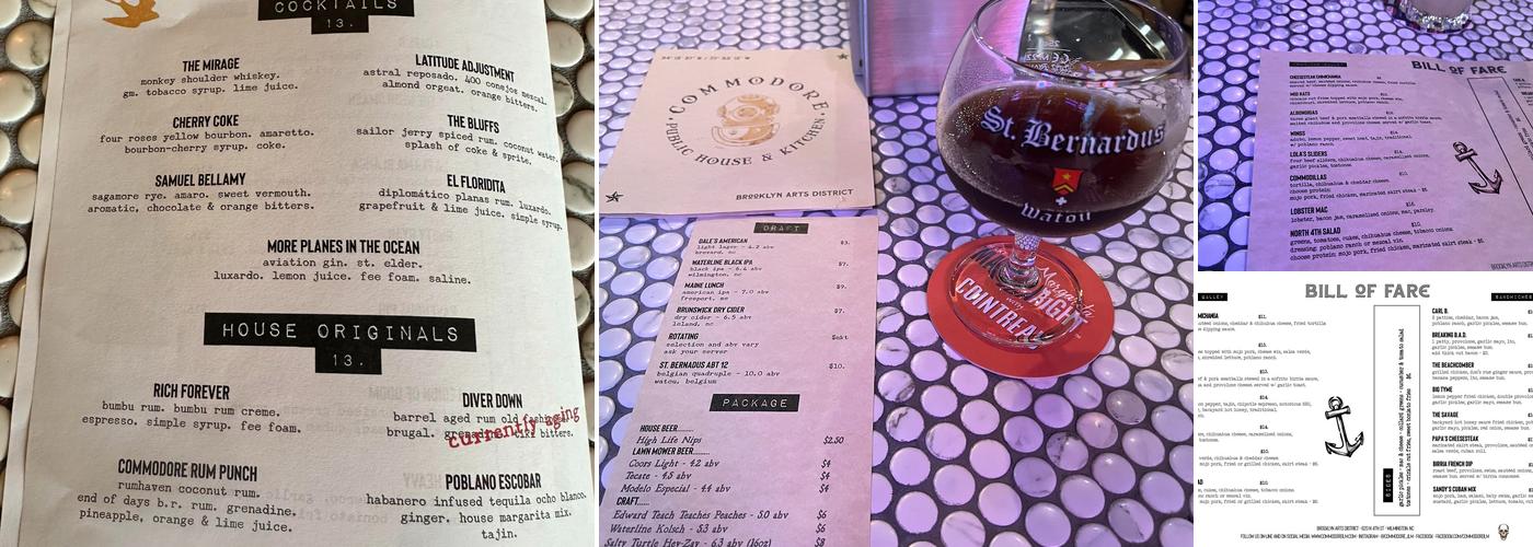 Commodore Public House & Kitchen Menu