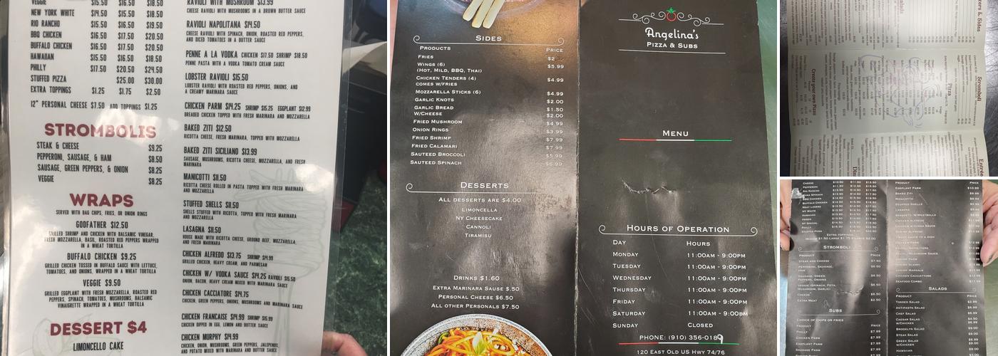Angelina's Pizza and Subs Menu