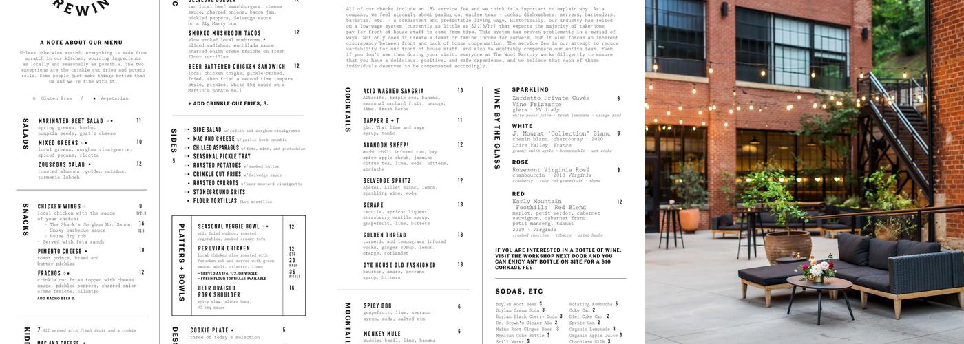The Wool Factory Menu