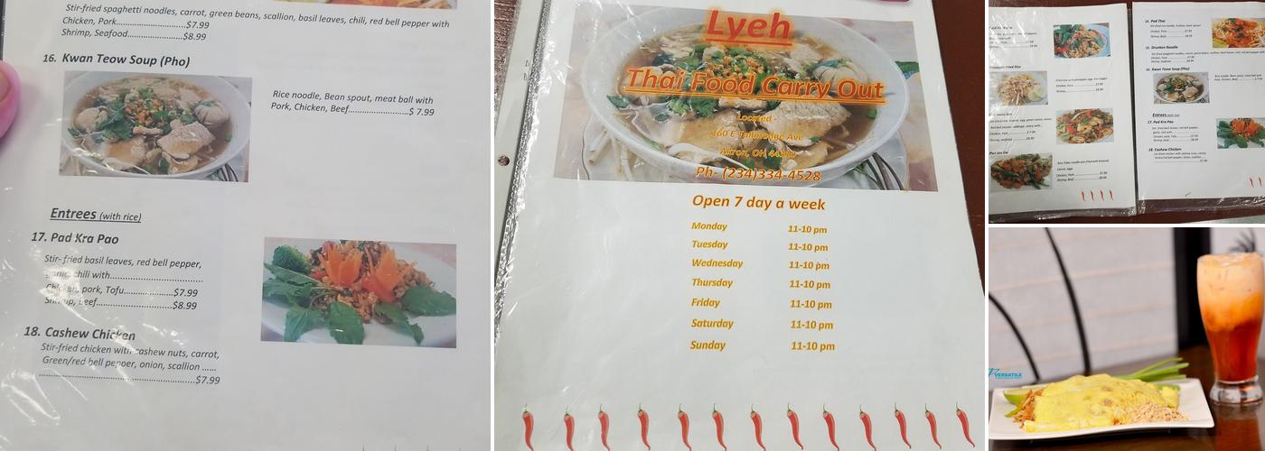 Lyeh Thai Restaurant Menu