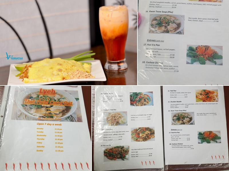 Lyeh Thai Restaurant Menu
