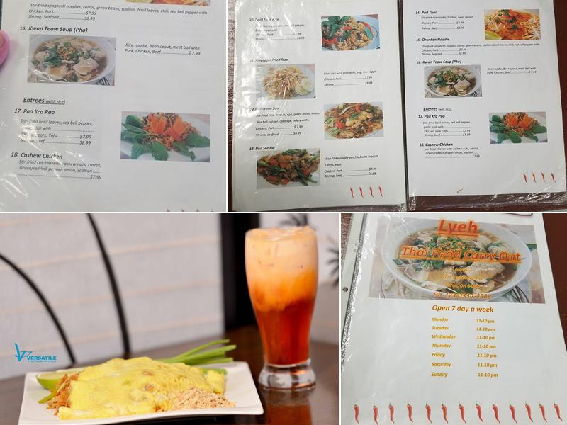 Lyeh Thai Restaurant Menu