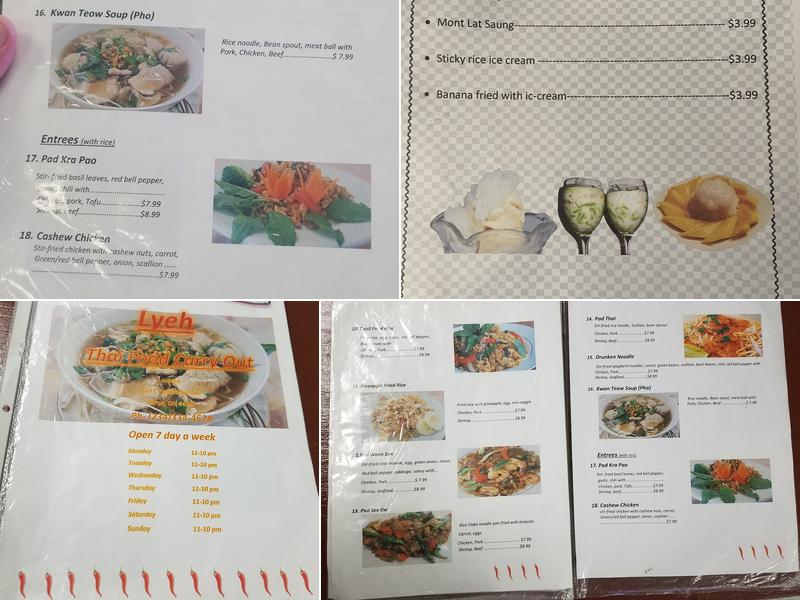 Lyeh Thai Restaurant Menu