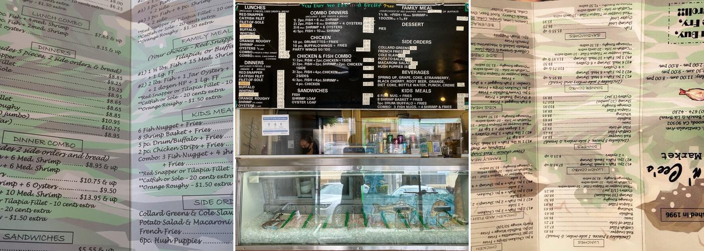 Eee's N Cee's Fish Market Menu