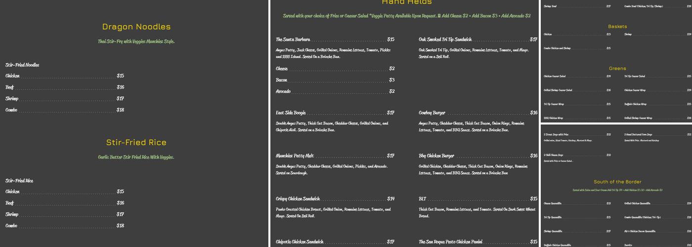 Munchiez Menu