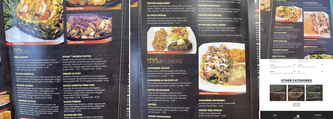 El Mazatlan Franklin Menu