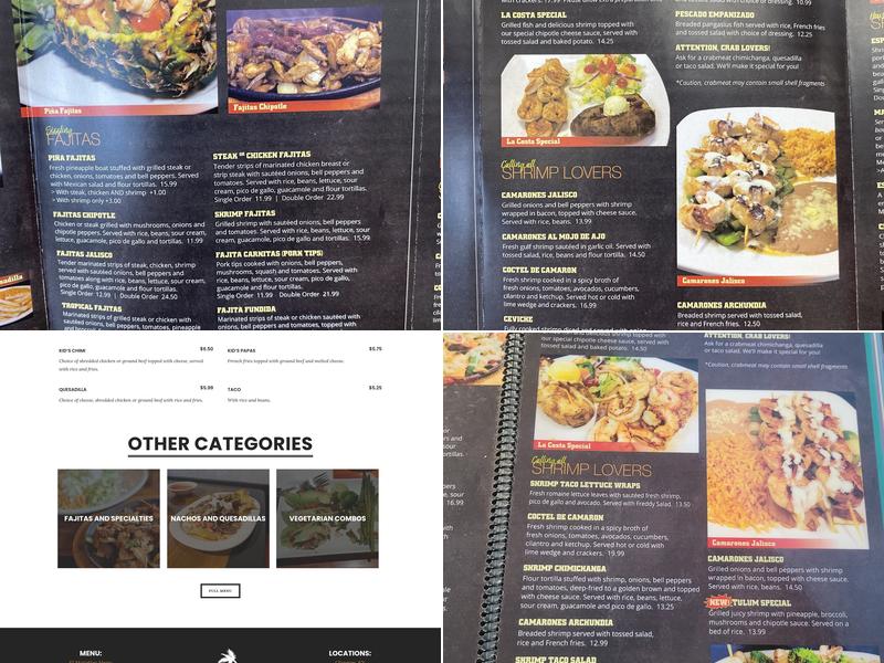 El Mazatlan Franklin Menu