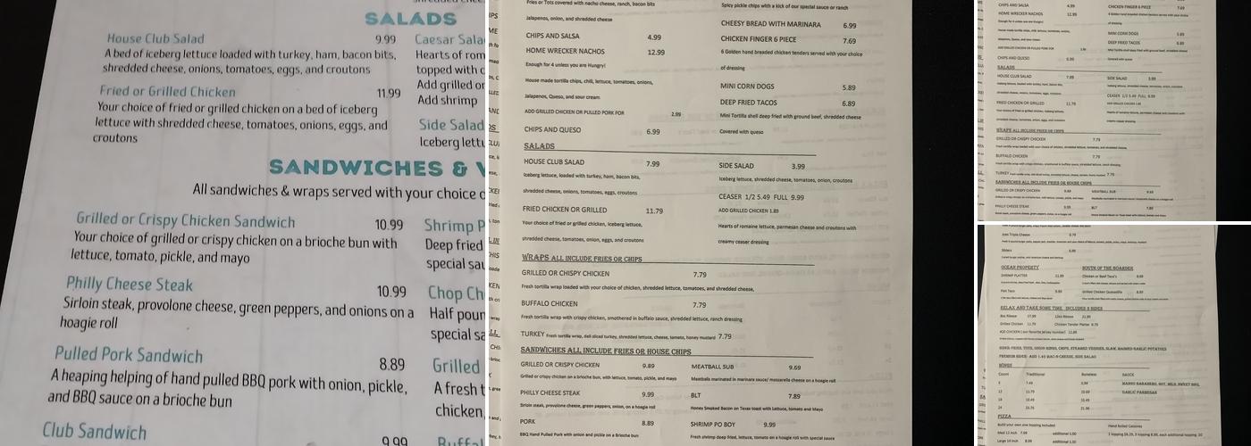 Holly J's Bar and Grill Menu