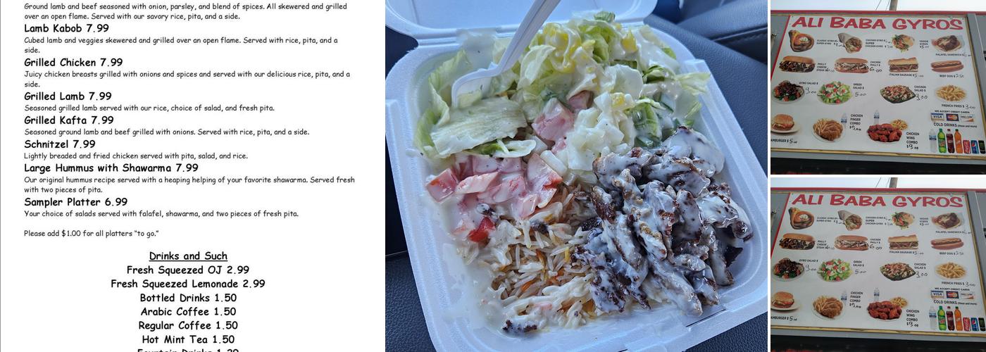 Ali Baba Gyros Menu