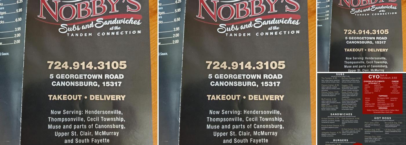 Nobby's Pizzeria Canonsburg Menu