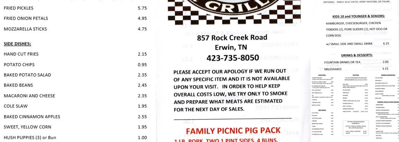 Burnout Bbq Menu