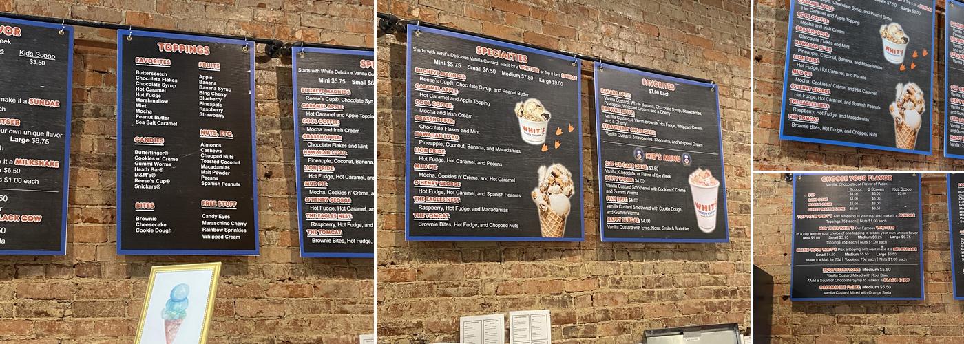 Whit's Frozen Custard Menu