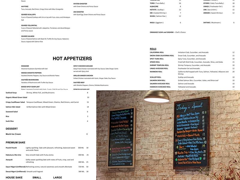 Teru Japanese Cuisine Menu