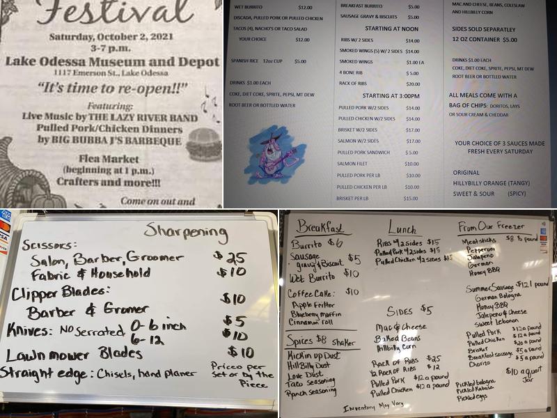 Big Bubba Js Hillbilly Smokehouse and Sharpening Menu