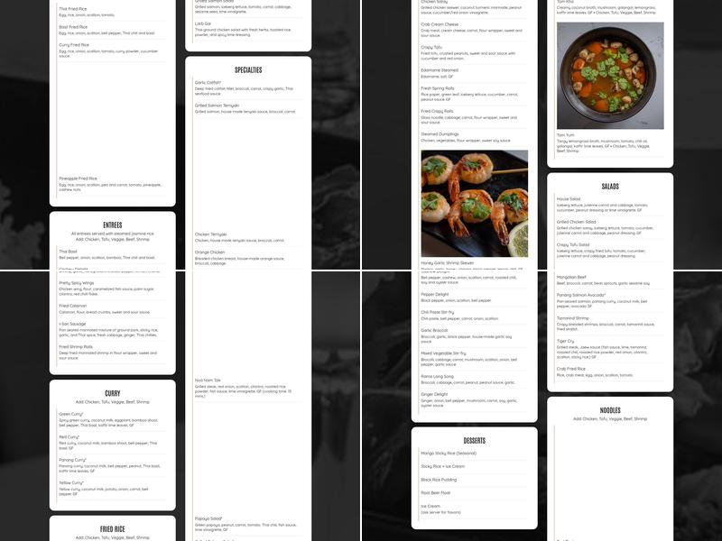 Spoon + Fork Thai Kitchen Menu