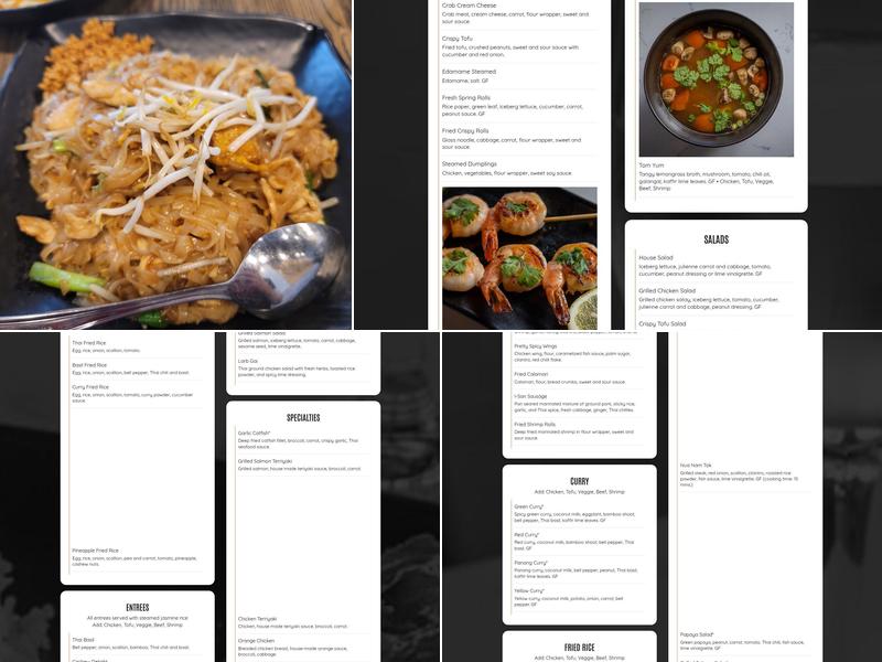 Spoon + Fork Thai Kitchen Menu