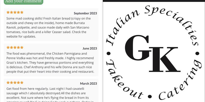 Grazi's Kitchen Menu
