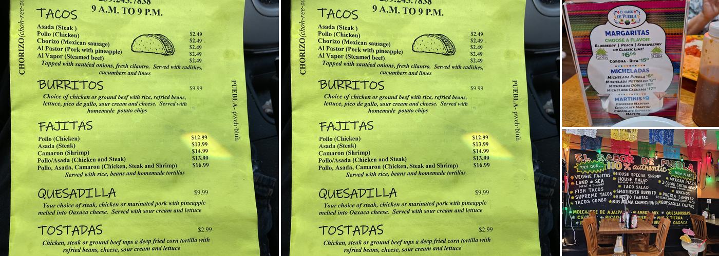 El Sabor De Puebla Restaurant, LLC Menu