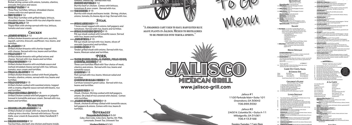 Jalisco Mexican Grill #2 Menu