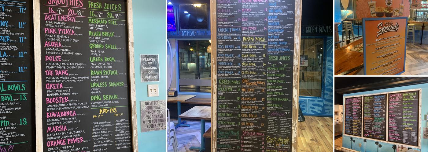Playa Bowls Menu