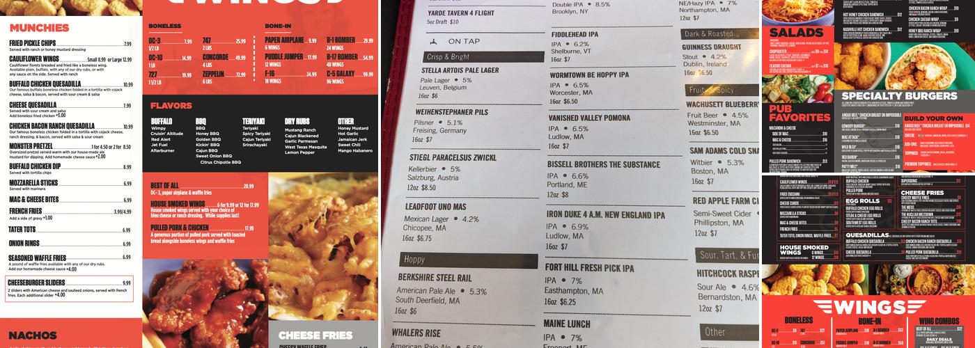 Hangar of South Hadley Menu