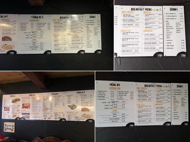 La Mina Tacos & Mariscos Menu