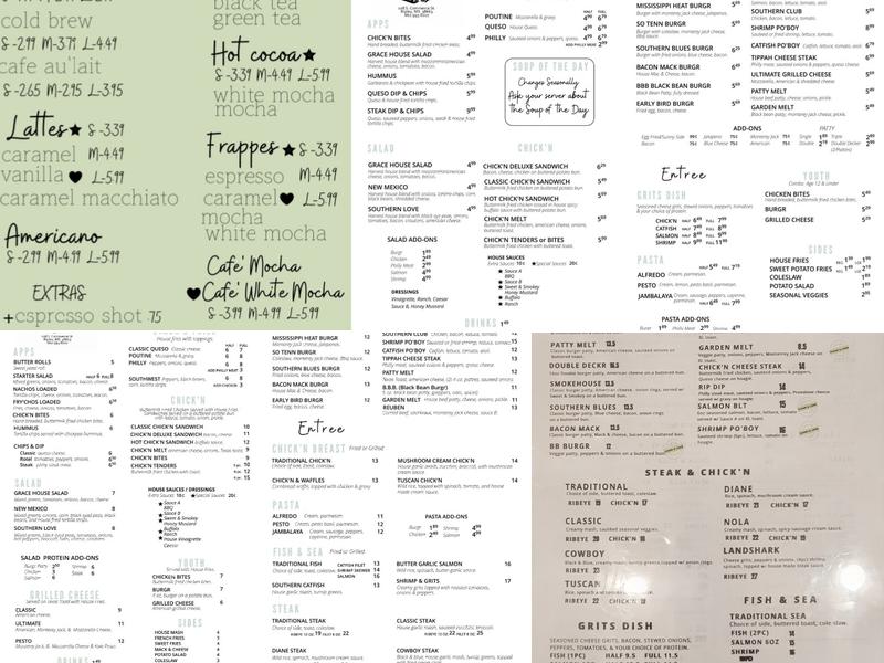 Grace Cafe' Eatery & Lounge Menu