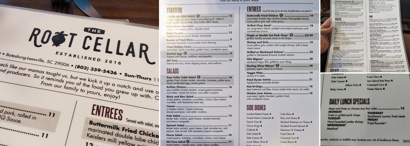 The Root Cellar B-L Menu