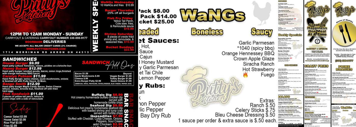 Putty's Kitchen Menu
