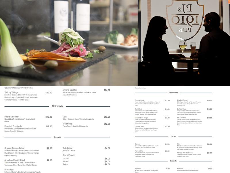 PJ’s 1910 Pub Menu