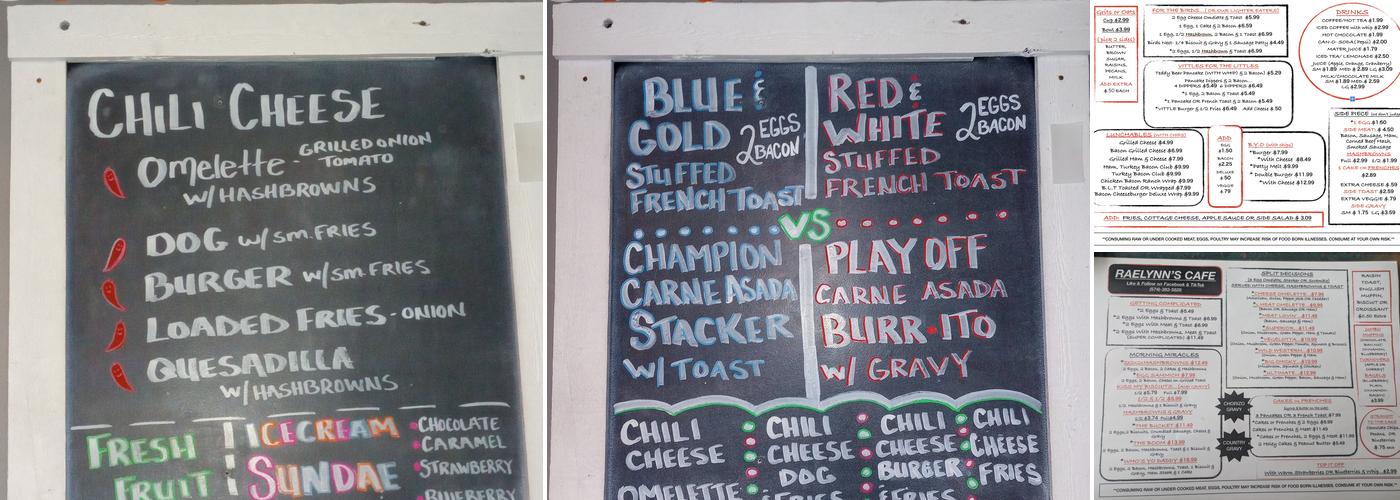 Raelynn’s Cafe Menu