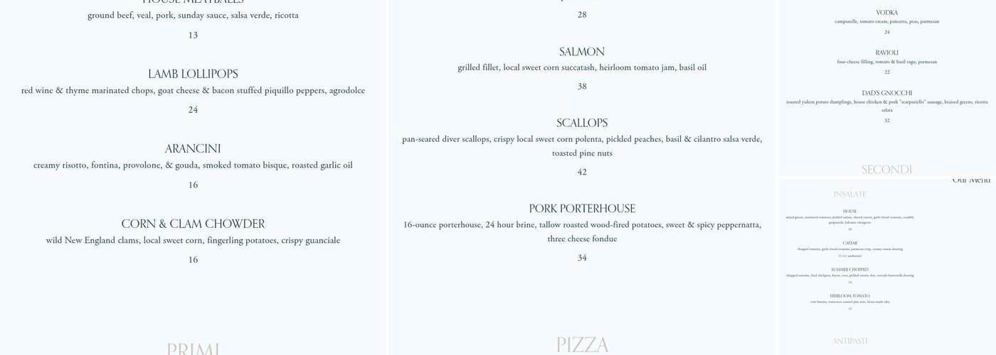 Compane Trattoria Menu
