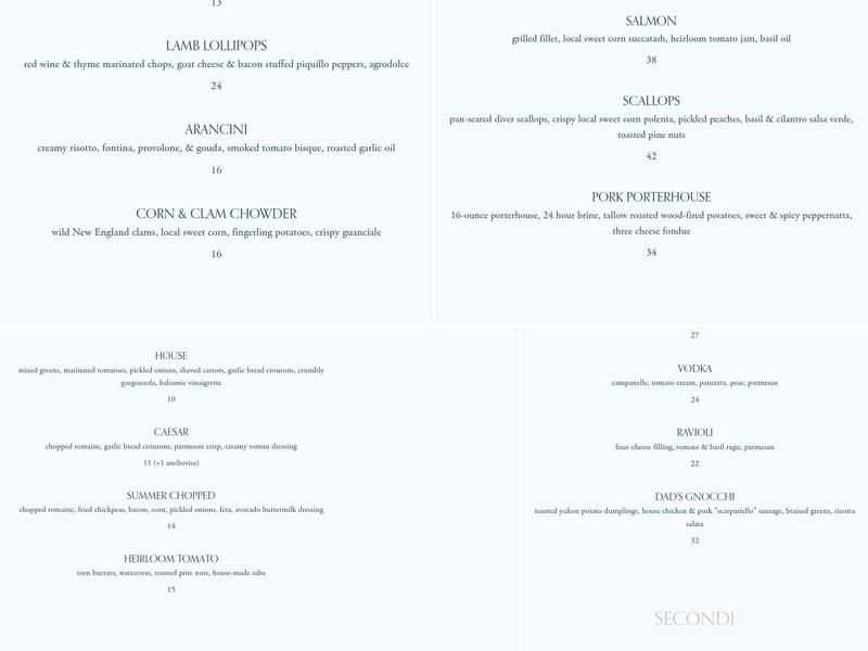 Compane Trattoria Menu