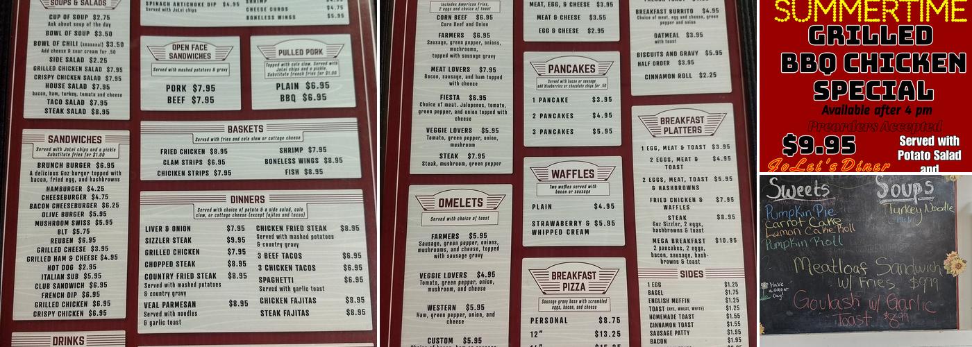 JoLei’s Diner Menu