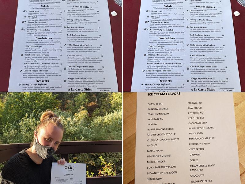 The Oaks Restaurant Menu