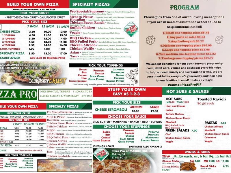 Pizza Pro Menu