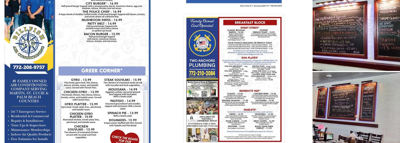 City Diner of Stuart Menu
