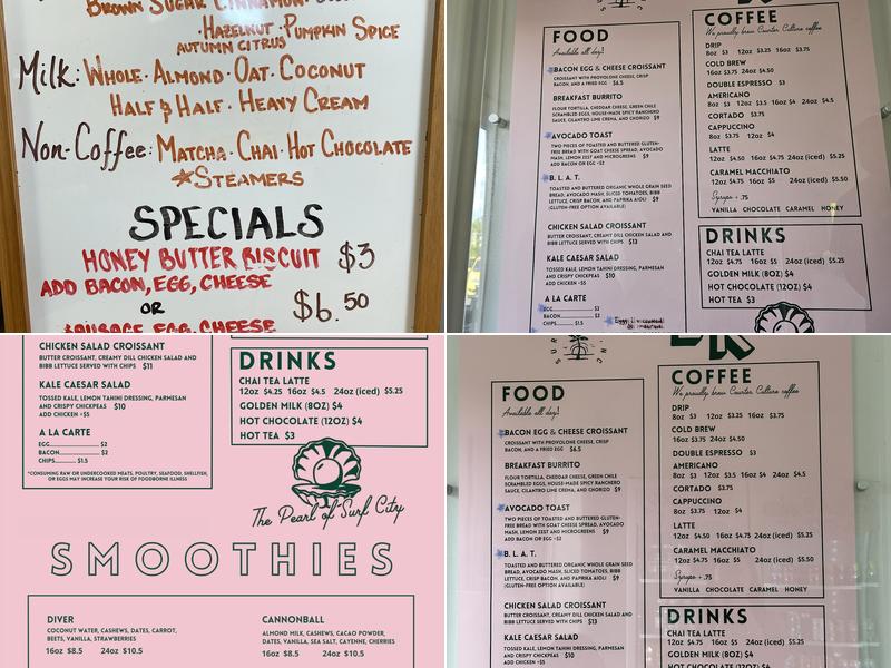 Diver Surfside Cafe Menu