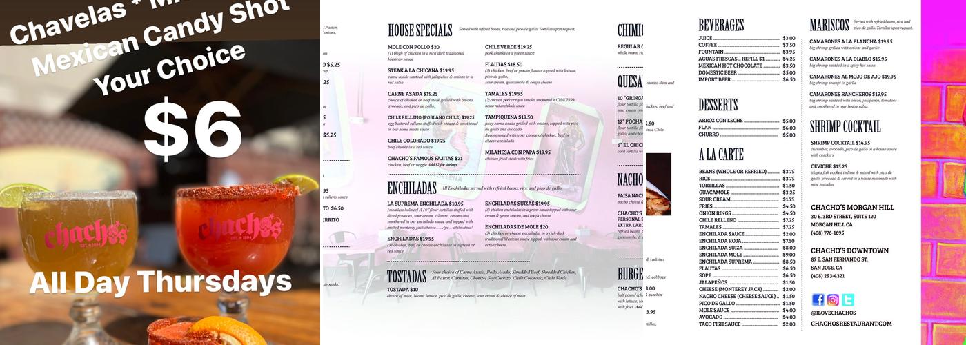 Chacho's Restaurant Morgan Hill Menu