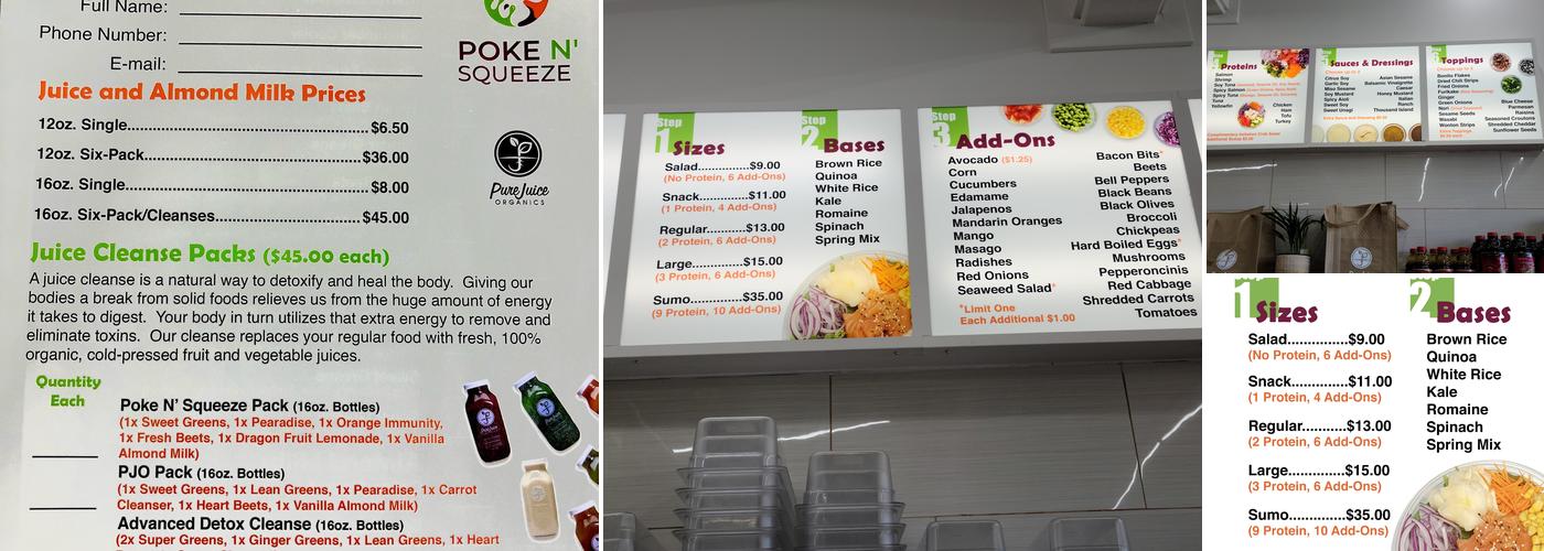 Poke N' Squeeze Menu