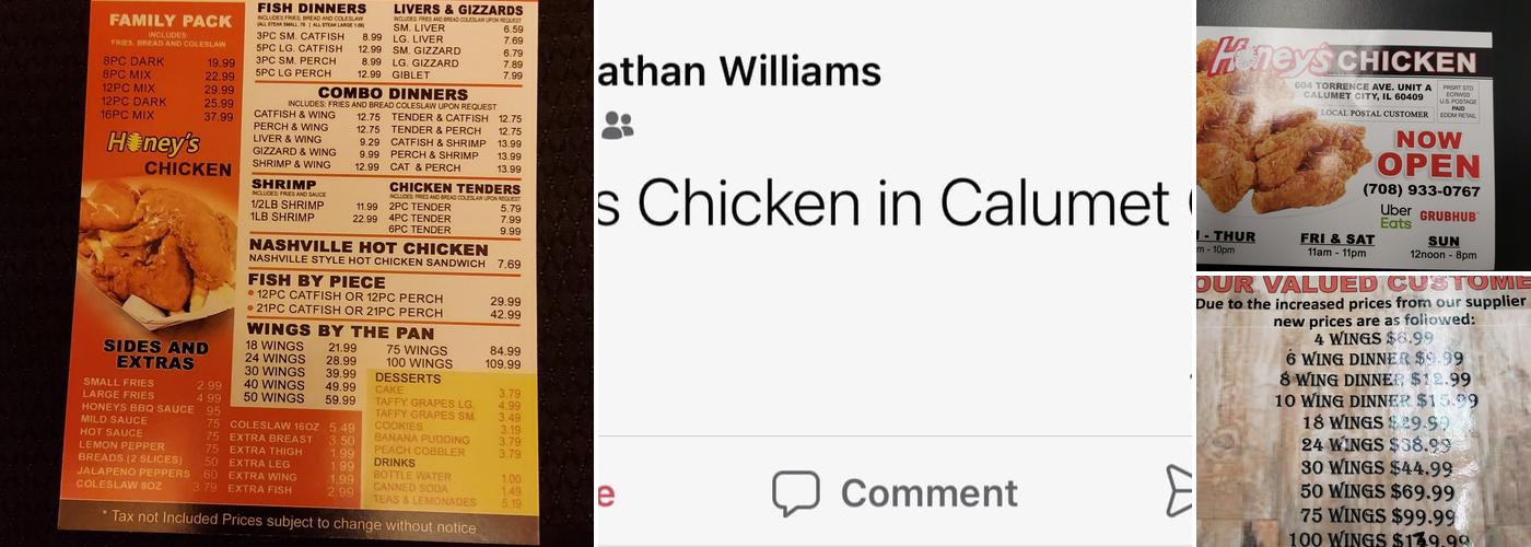 Honey's Chicken Menu