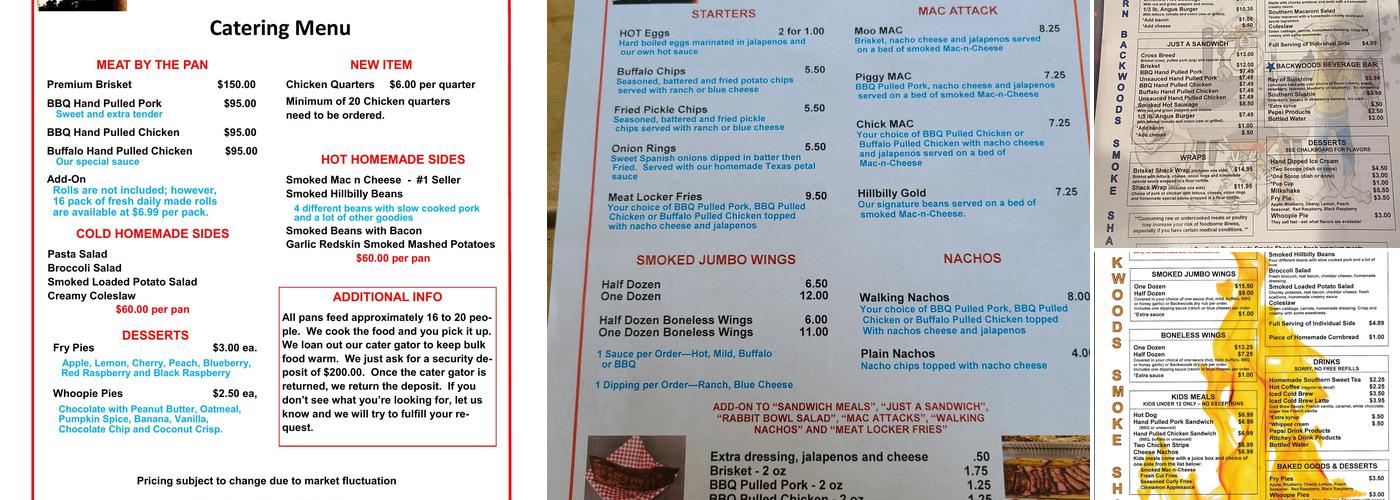 Backwoods Smoke Shack LLC Menu