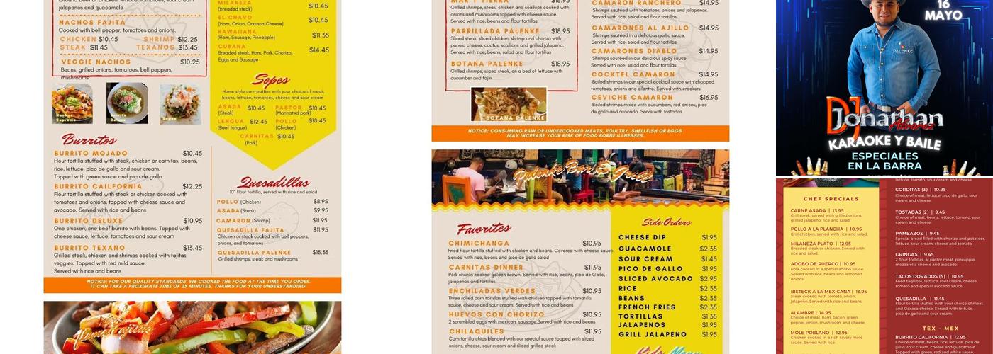 Palenke Bar & Grill Menu