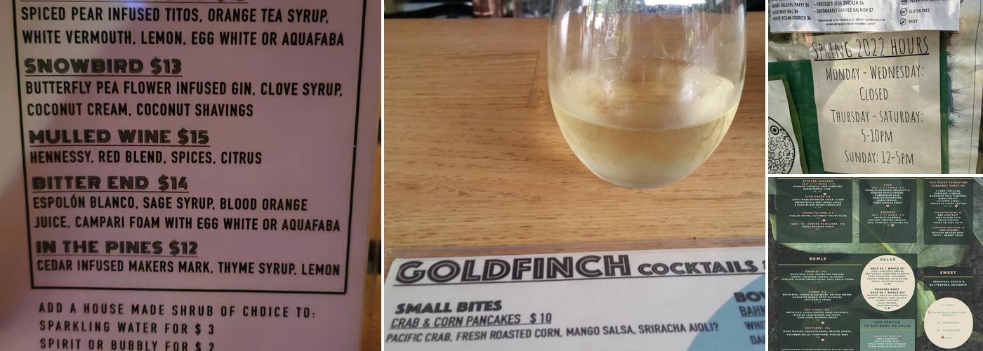 Goldfinch Black Mountain Menu